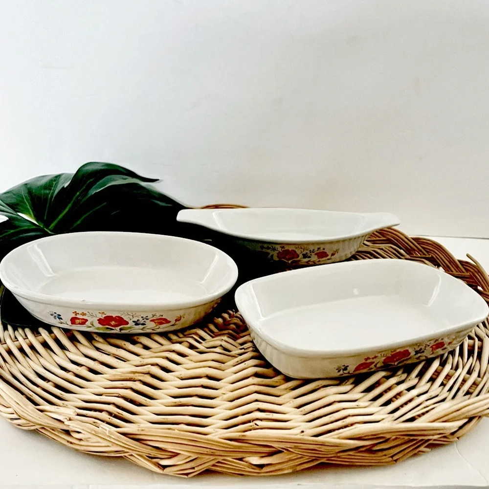Vintage Northland set of 3 floral Ovenproof Casserole Dishes made in Japan
